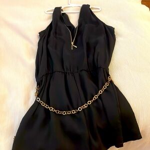Black romper with gold plated belt